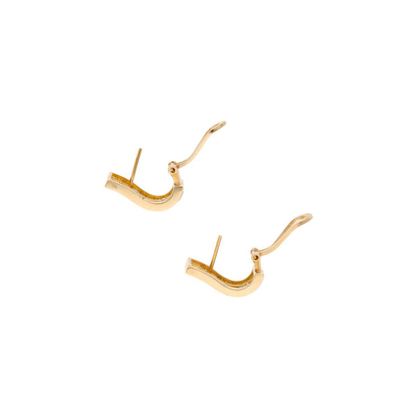 Aretes diseño especial motivo números romanos con circonias en oro dos tonos 14 kilates.