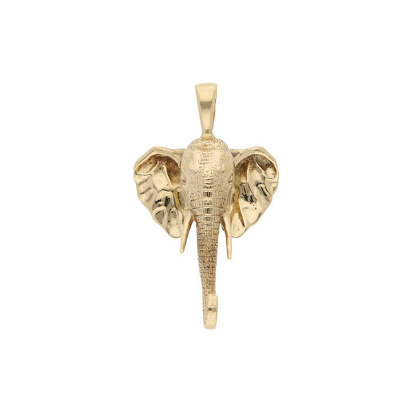 Dije estilizado motivo elefante en oro amarillo 14 kilates.