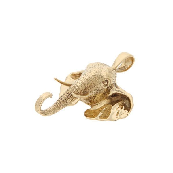 Dije estilizado motivo elefante en oro amarillo 14 kilates.