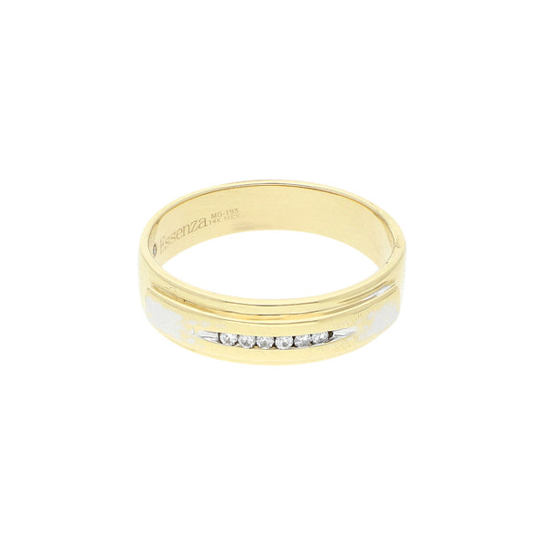 Argolla diseño especial con diamantes en oro amarillo 14 kilates.