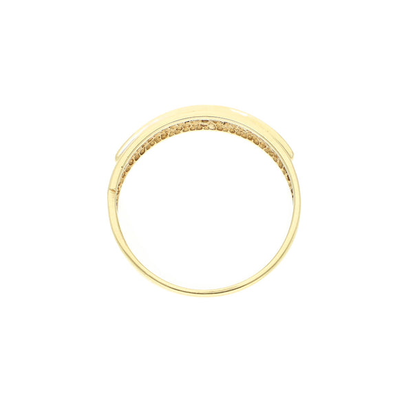 Argolla diseño especial con diamantes en oro amarillo 14 kilates.