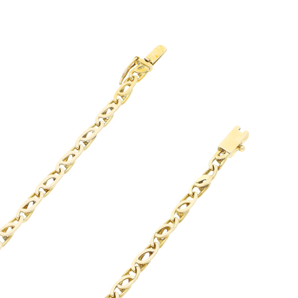 Collar eslabón nudo egipcio en oro amarillo 14 kilates.