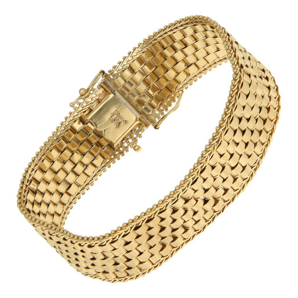 Pulsera eslabón boleado en oro amarillo 14 kilates.