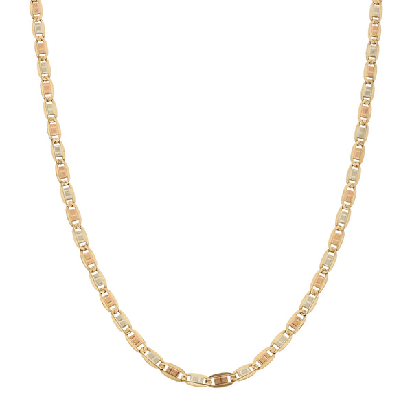 Collar eslabón nudo marino en oro tres tonos 14 kilates.