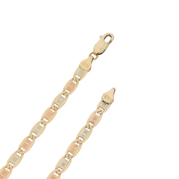 Collar eslabón nudo marino en oro tres tonos 14 kilates.