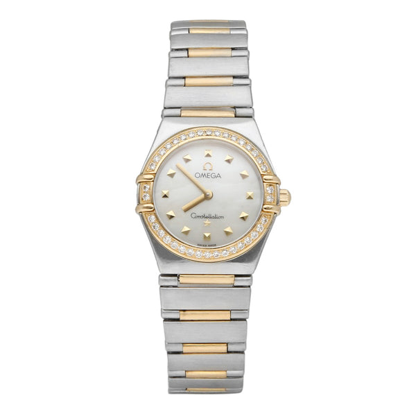 Reloj Omega para dama modelo Constellation Quartz vistas oro amarillo 18 kilates.