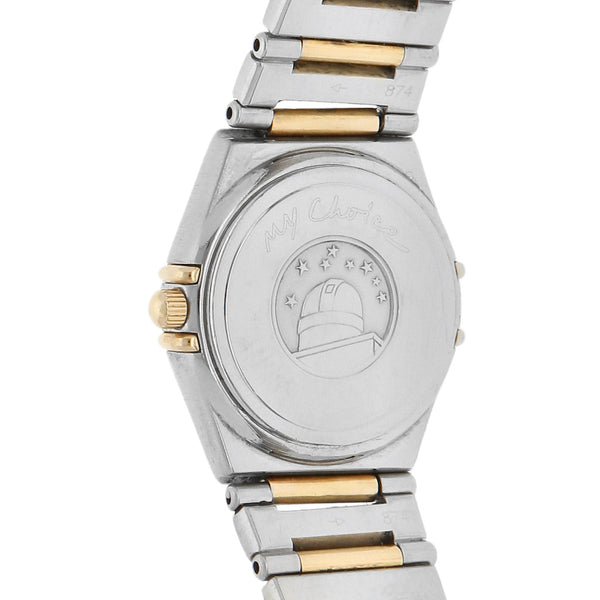 Reloj Omega para dama modelo Constellation Quartz vistas oro amarillo 18 kilates.