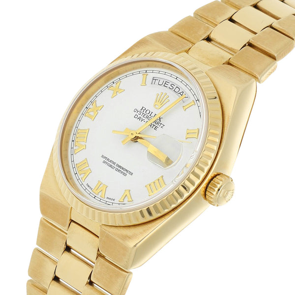 Reloj Rolex para caballero modelo Oysterquartz Day-Date en oro amarillo 18 kilates.