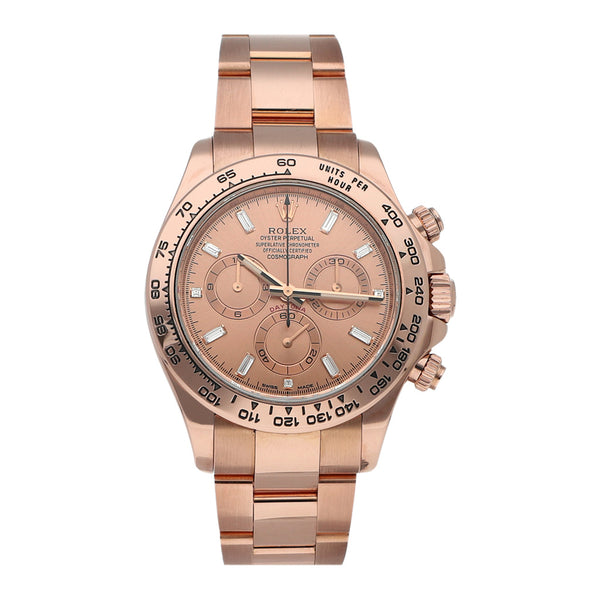 Relox Rolex para caballero modelo Oyster Perpetual Cosmograph Daytona en oro rosa 18 kilates.