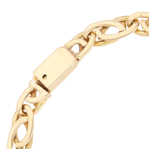 Pulsera eslabón nudo egipcio en oro amarillo 14 kilates.