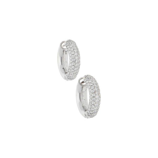 Arracadas articuladas con diamantes en oro blanco 18 kilates.