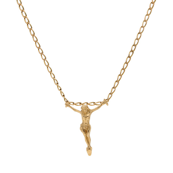 Collar con cristo en oro amarillo 14 kilates.