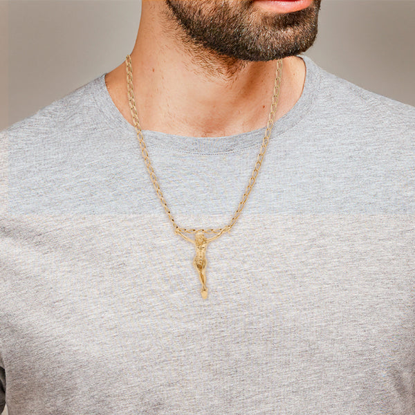 Collar con cristo en oro amarillo 14 kilates.