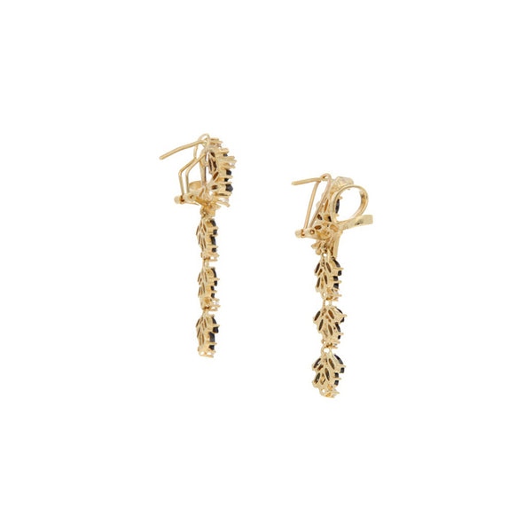 Aretes diseño especial con sintéticos en oro amarillo 14 kilates.