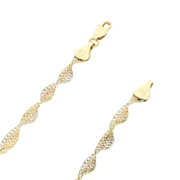 Collar eslabón torzal en oro tres tonos 14 kilates.