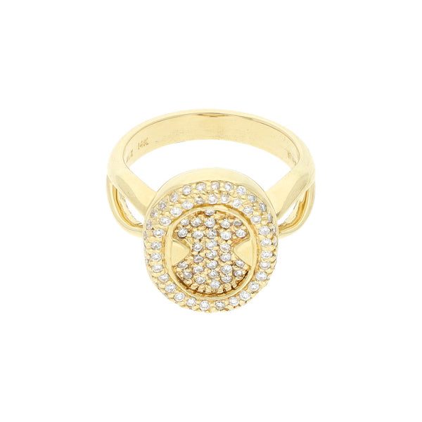 Anillo diseño especial con diamantes en oro amarillo 14 kilates.
