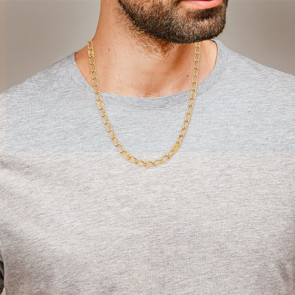 Collar eslabón combinado en oro amarillo 14 kilates.