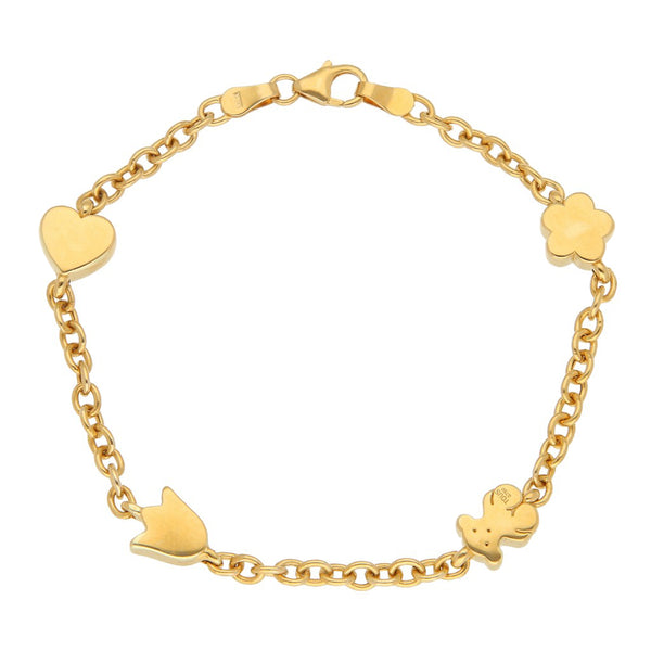 Pulsera eslabón cruzado con aplicaciones firma Tous en oro amarillo 18 kilates.