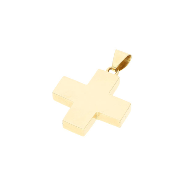 Cruz lisa en oro amarillo 14 kilates.