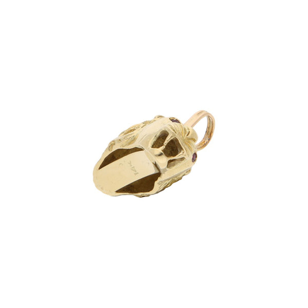 Dije diseño especial motivo felino con sintéticos en oro amarillo 14 kilates.