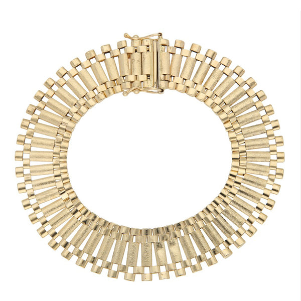Pulsera eslabón articulado en oro amarillo 14 kilates.