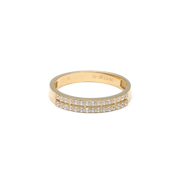 Anillo calado con circonias en oro amarillo 14 kilates