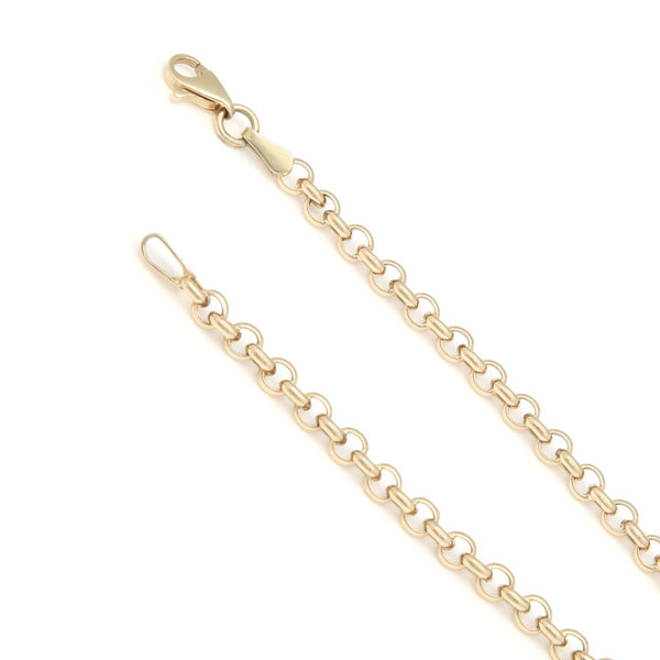 Pulsera eslabón cruzado con colgante motivo candado y esmalte en oro amarillo 14 kilates.