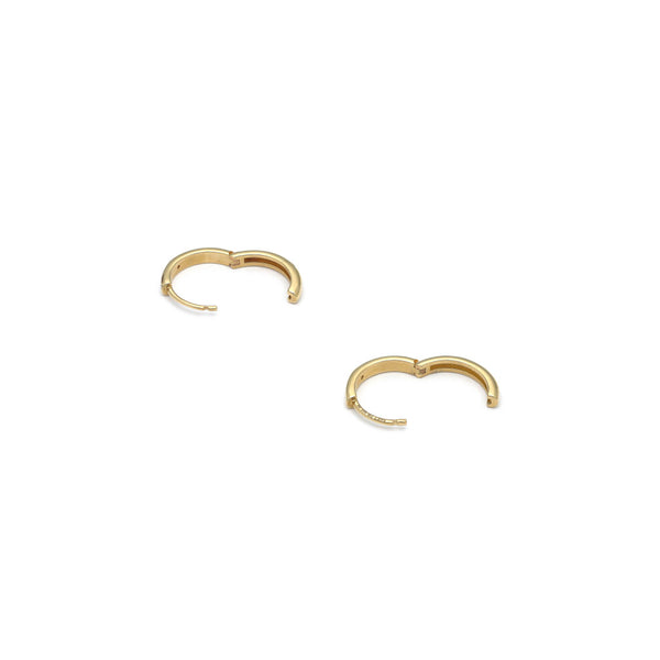 Arracadas articuladas con circonias y esmalte en oro amarillo 14 kilates.