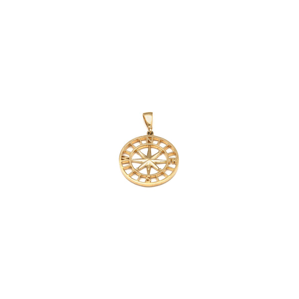 Dije calado motivo rosa de vientos en oro amarillo 14 kilates.