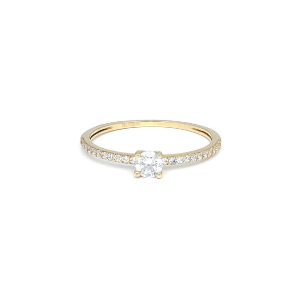 Anillo de compromiso con circonias en oro amarillo 14 kilates
