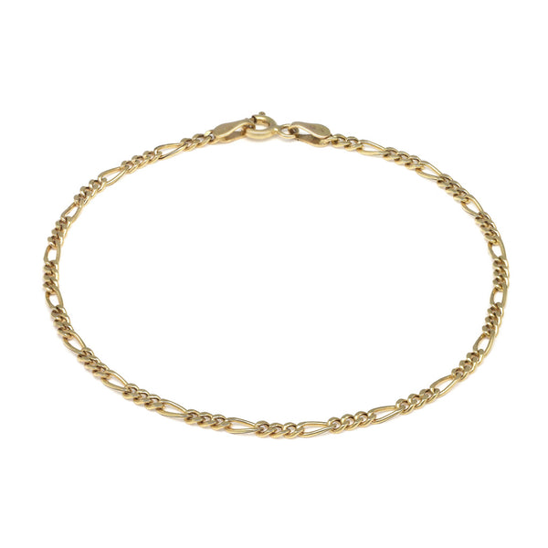Pulsera de tres eslabones por uno en oro amarillo 14 kilates.