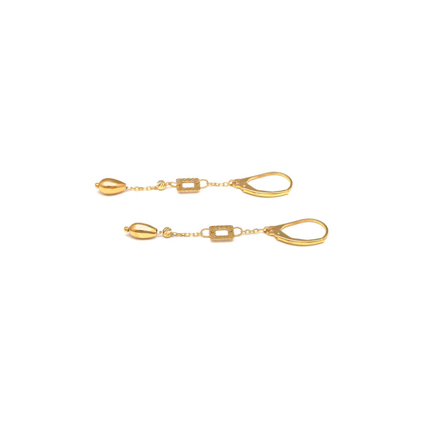 Aretes diseño especial con colgantes en oro amarillo 14 kilates.