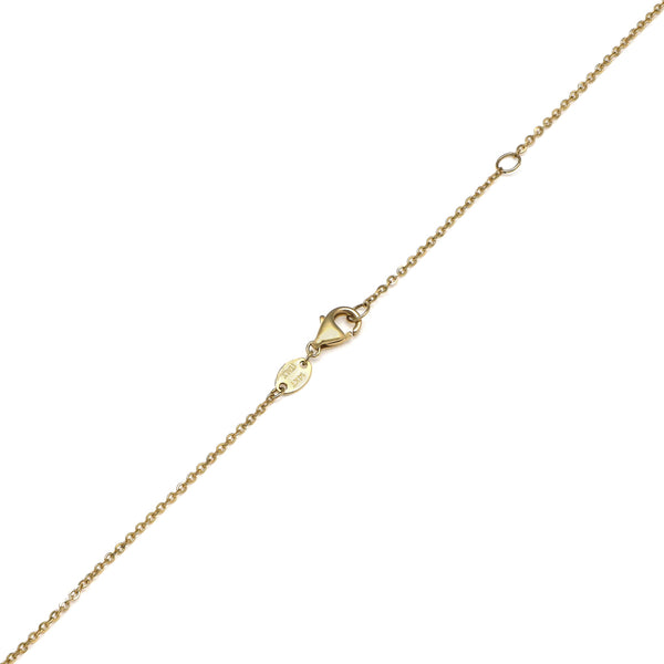 Juego de gargantilla, pulsera eslabón cruzado y aretes con colgantes motivo abanico, madre perla y sintéticos en oro amarillo 14 kilates.