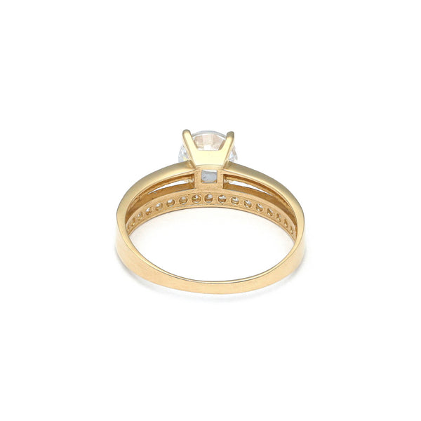 Anillo de compromiso con circonias en oro amarillo 14 kilates.