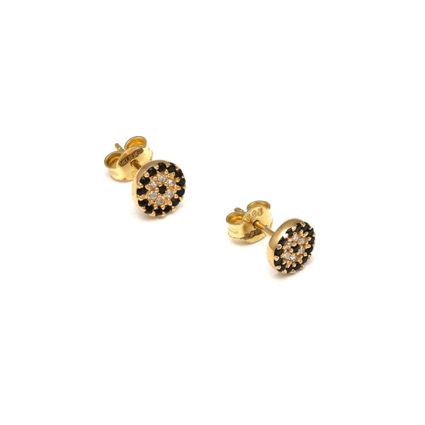 Aretes diseño especial con circonias en oro amarillo 14 kilates.