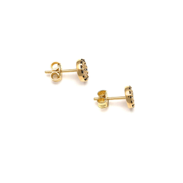 Aretes diseño especial con circonias en oro amarillo 14 kilates.