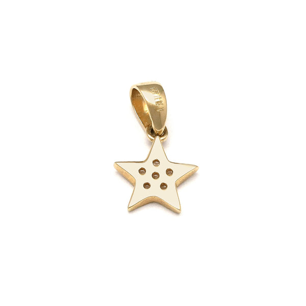 Dije diseño especial motivo estrella con circonias en oro amarillo 14 kilates.