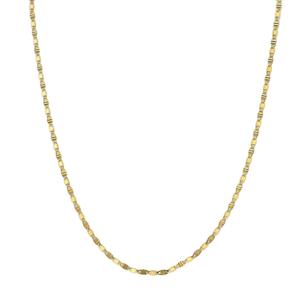 Collar eslabón nudo marino combinado en oro amarillo 14 kilates.