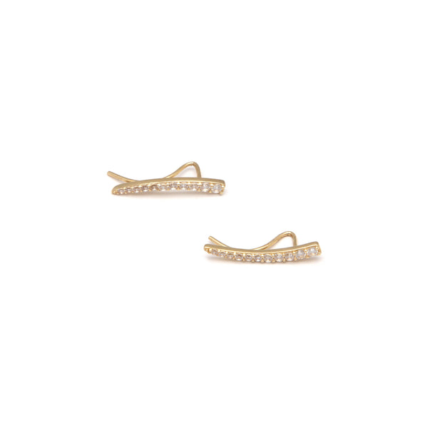 Aretes diseño especial con circonias en oro amarillo 14 kilates.