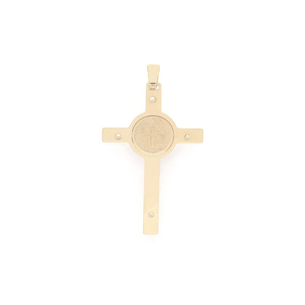 Crucifijo diseño especial en oro dos tonos 14 kilates.