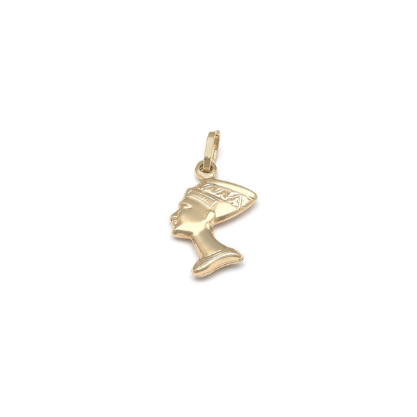 Dije hueco motivo Nefertiti en oro amarillo 14 kilates.