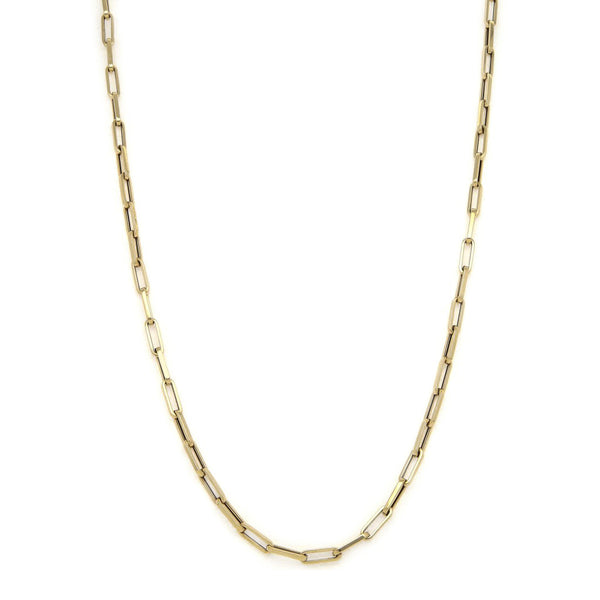 Collar eslabón cruzado hueco en oro amarillo 14 kilates.