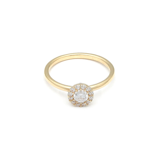 Anillo diseño especial con circonias en oro amarillo 14 kilates.