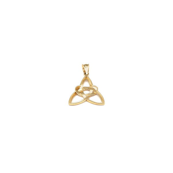 Dije calado motivo nudo en oro amarillo 14 kilates.