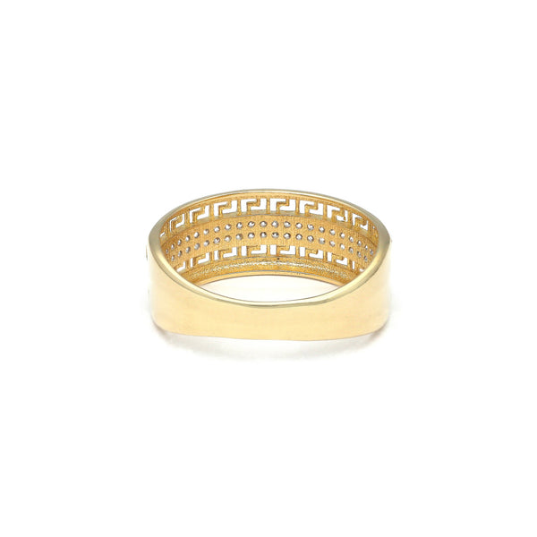 Anillo diseño especial con circonias en oro amarillo 14 kilates.