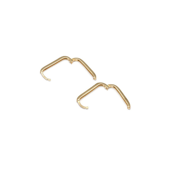 Arracadas lisas con circonias en oro amarillo 14 kilates.