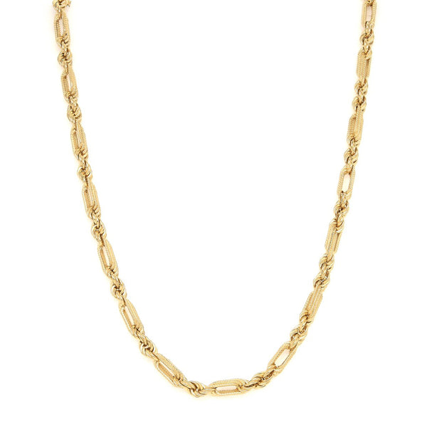 Collar eslabón combinado en oro amarillo 14 kilates.