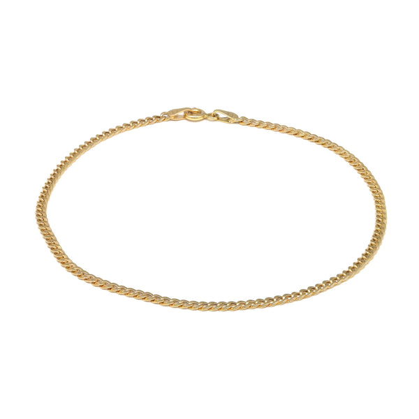 Tobillera eslabón barbado en oro amarillo 14 kilates.