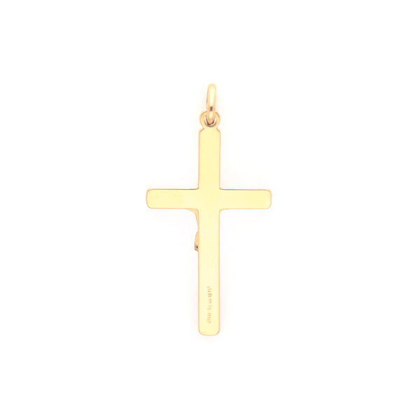 Crucifijo liso en oro amarillo 14 kilates.
