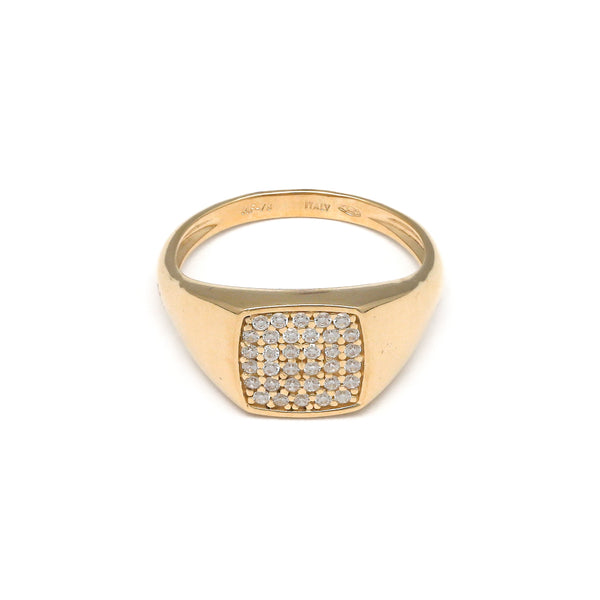 Anillo diseño especial con circonias en oro amarillo 14 kilates